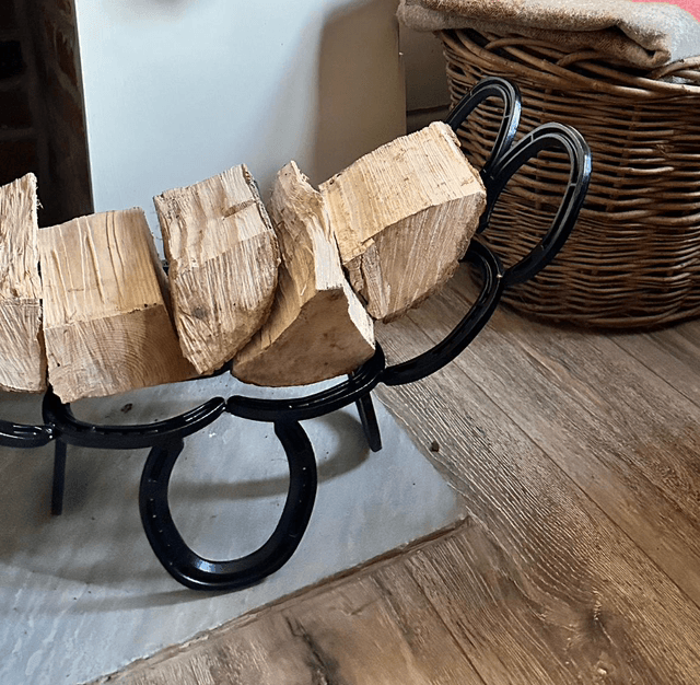 Log Holder Made from Iron / Steel Horseshoes