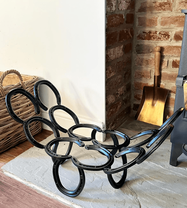 Log Holder Made from Iron / Steel Horseshoes